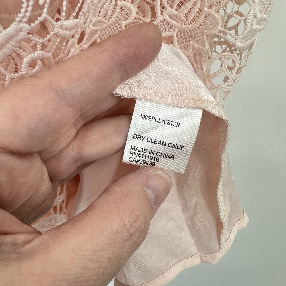 SOLD off the shoulder lace pink mini wedding guest party LARGE